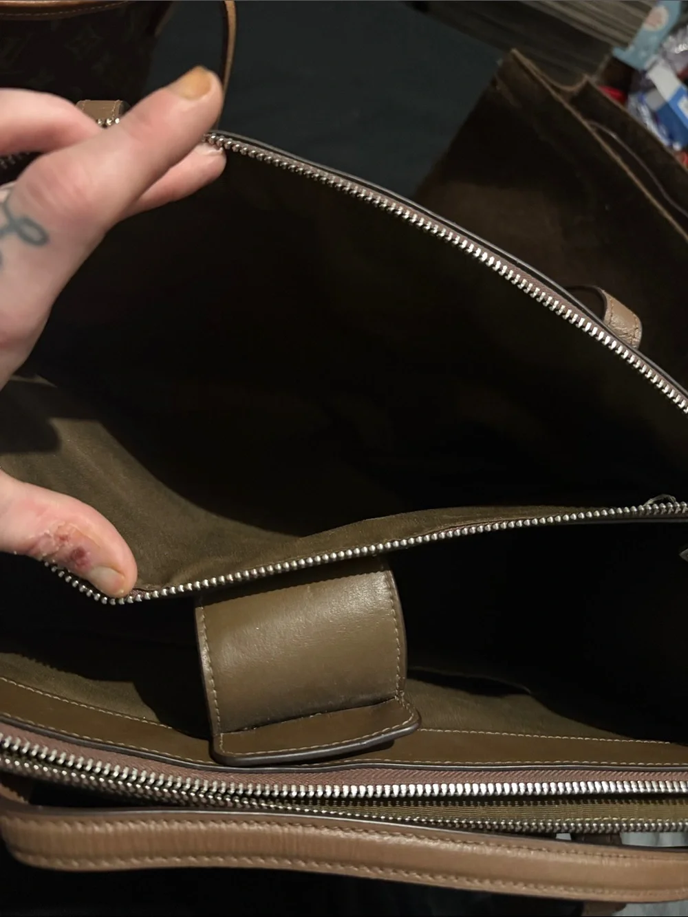 Coach Brown Signature Canvas Tote with Leather Trim